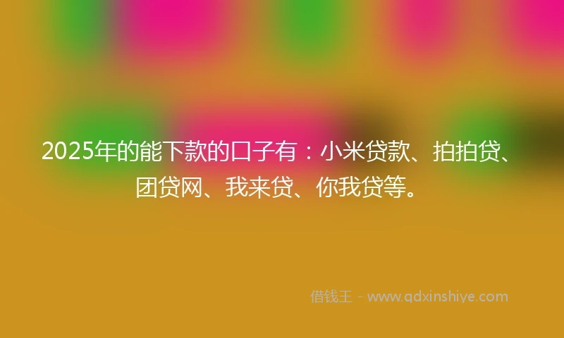 2025年的能下款的口子有：小米贷款、拍拍贷、团贷网、我来贷、你我贷等。