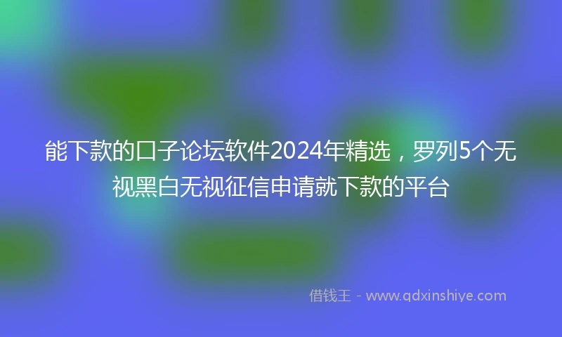 能下款的口子论坛软件2024年精选，罗列5个无视黑白无视征信申请就下款的平台