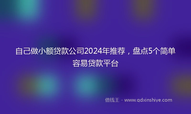 自己做小额贷款公司2024年推荐,盘点5个简单容易贷款平台