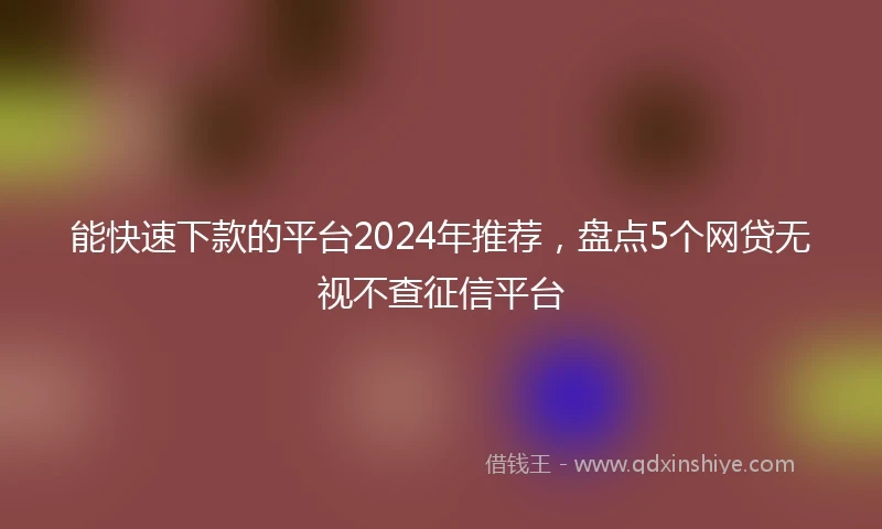 能快速下款的平台2024年推荐，盘点5个网贷无视不查征信平台