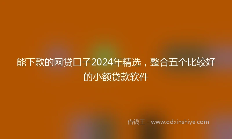 能下款的网贷口子2024年精选，整合五个比较好的小额贷款软件