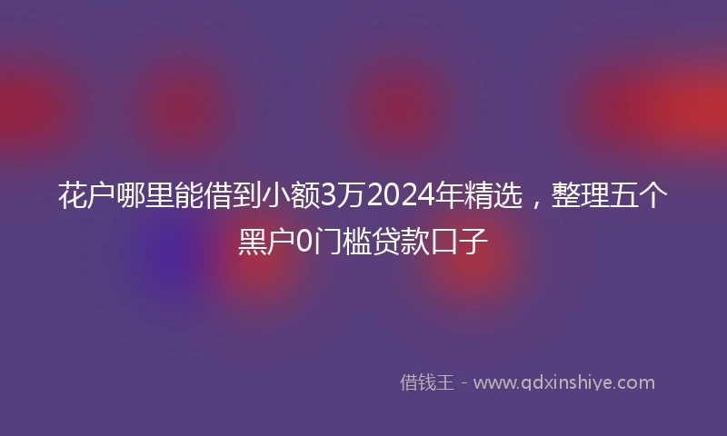 花户哪里能借到小额3万2024年精选，整理五个黑户0门槛贷款口子