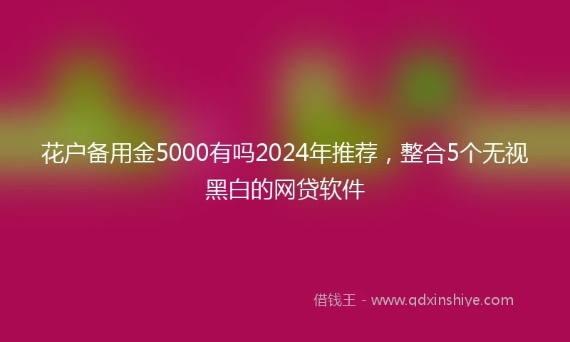 花户备用金5000有吗2024年推荐，整合5个无视黑白的网贷软件