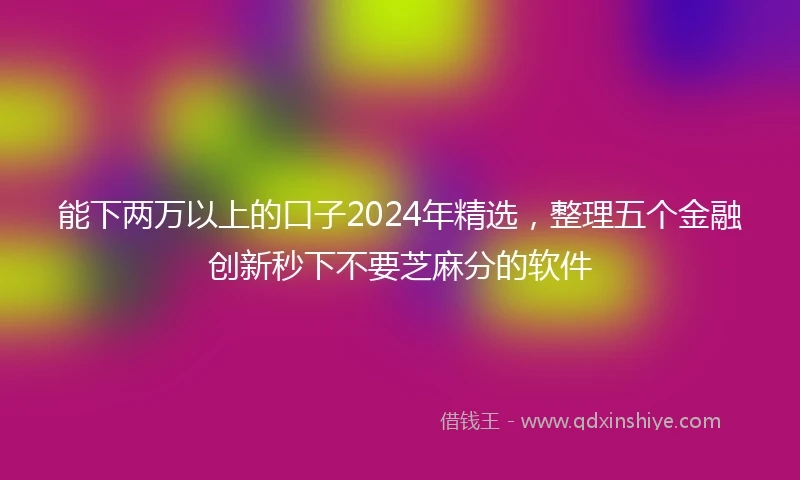 能下两万以上的口子2024年精选，整理五个金融创新秒下不要芝麻分的软件