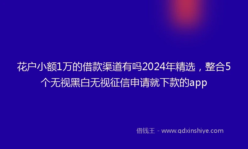 花户小额1万的借款渠道有吗2024年精选,整合5个无视黑白无视征信申请就下款的app