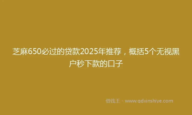 芝麻650必过的贷款2025年推荐，概括5个无视黑户秒下款的口子