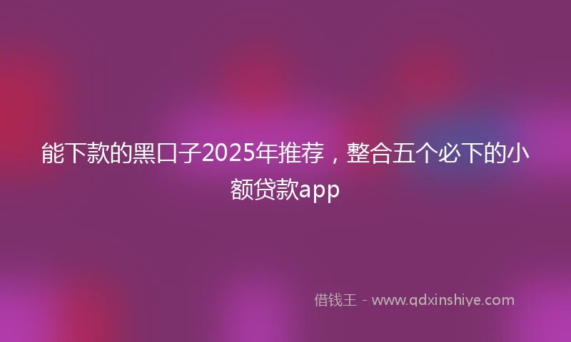 能下款的黑口子2025年推荐，整合五个必下的小额贷款app