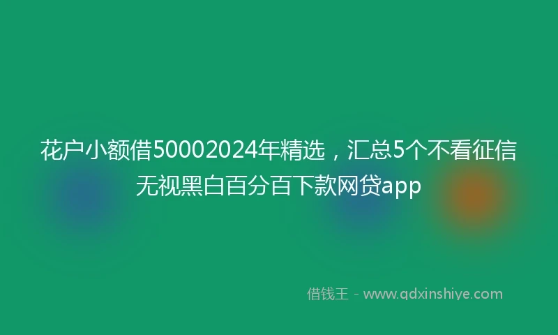 花户小额借50002024年精选，汇总5个不看征信无视黑白百分百下款网贷app