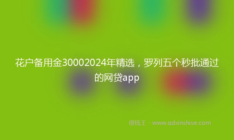 花户备用金30002024年精选，罗列五个秒批通过的网贷app