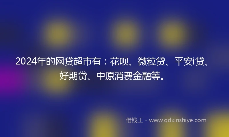 2024年的网贷超市有：花呗、微粒贷、平安i贷、好期贷、中原消费金融等。