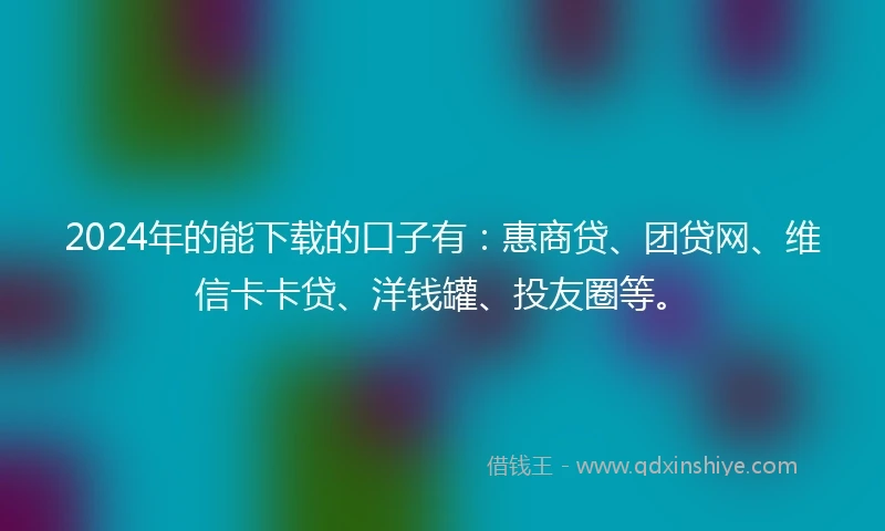 2024年的能下载的口子有：惠商贷、团贷网、维信卡卡贷、洋钱罐、投友圈等。