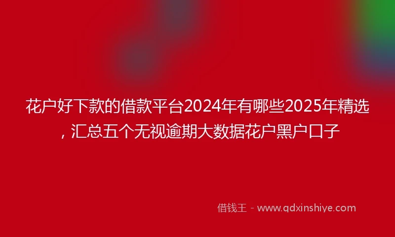 花户好下款的借款平台2024年有哪些2025年精选，汇总五个无视逾期大数据花户黑户口子