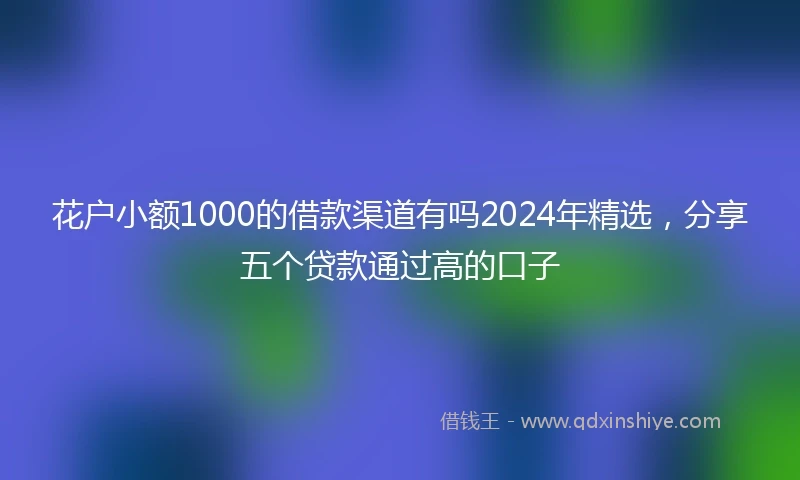 花户小额1000的借款渠道有吗2024年精选，分享五个贷款通过高的口子