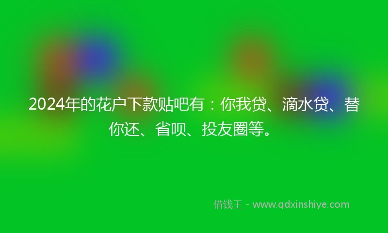 2024年的花户下款贴吧有：你我贷、滴水贷、替你还、省呗、投友圈等。
