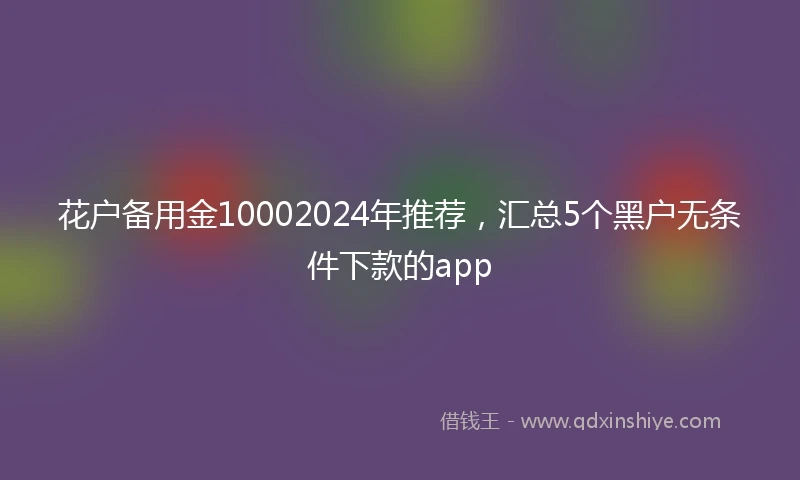 花户备用金10002024年推荐，汇总5个黑户无条件下款的app