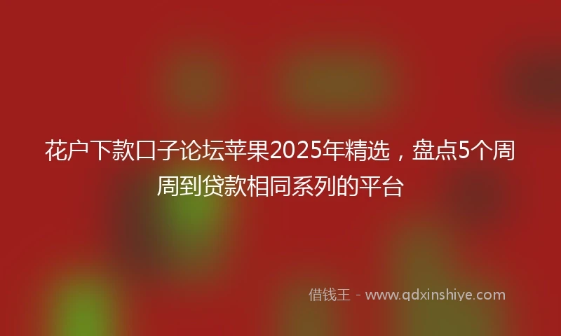 花户下款口子论坛苹果2025年精选，盘点5个周周到贷款相同系列的平台