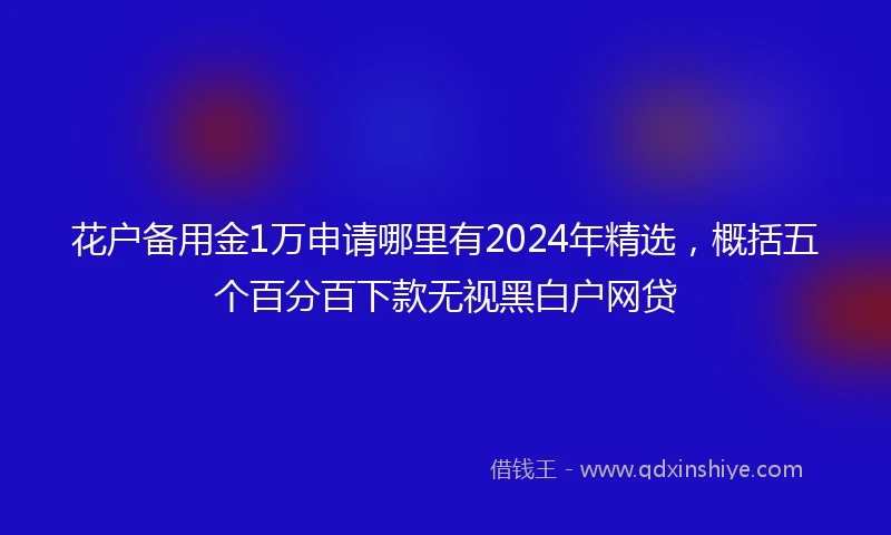 花户备用金1万申请哪里有2024年精选，概括五个百分百下款无视黑白户网贷