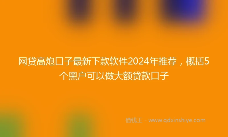 网贷高炮口子最新下款软件2024年推荐，概括5个黑户可以做大额贷款口子