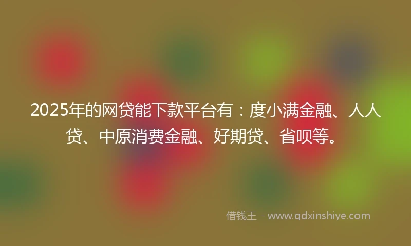 2025年的网贷能下款平台有：度小满金融、人人贷、中原消费金融、好期贷、省呗等。