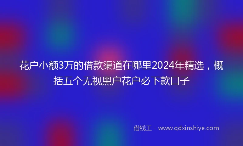 花户小额3万的借款渠道在哪里2024年精选，概括五个无视黑户花户必下款口子