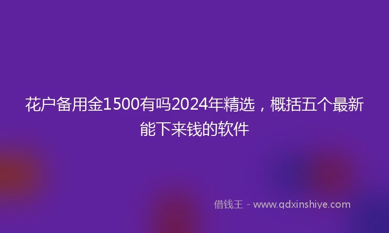 花户备用金1500有吗2024年精选，概括五个最新能下来钱的软件