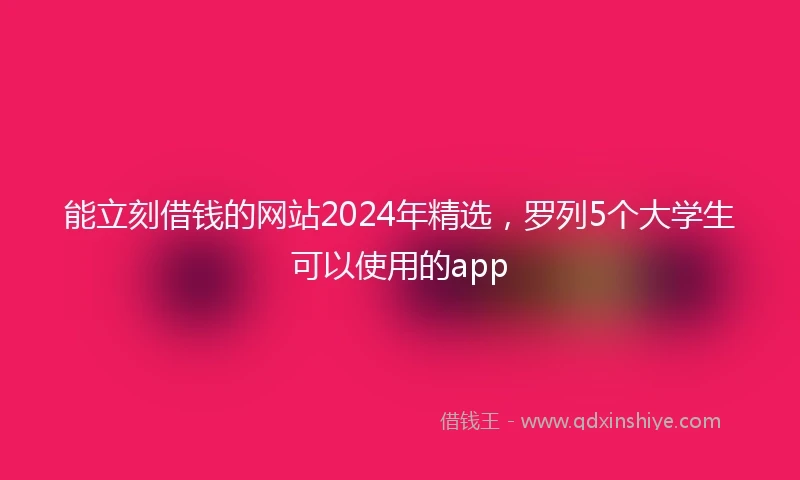 能立刻借钱的网站2024年精选，罗列5个大学生可以使用的app