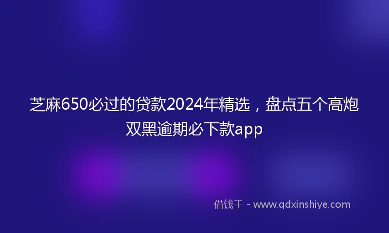 芝麻650必过的贷款2024年精选，盘点五个高炮双黑逾期必下款app