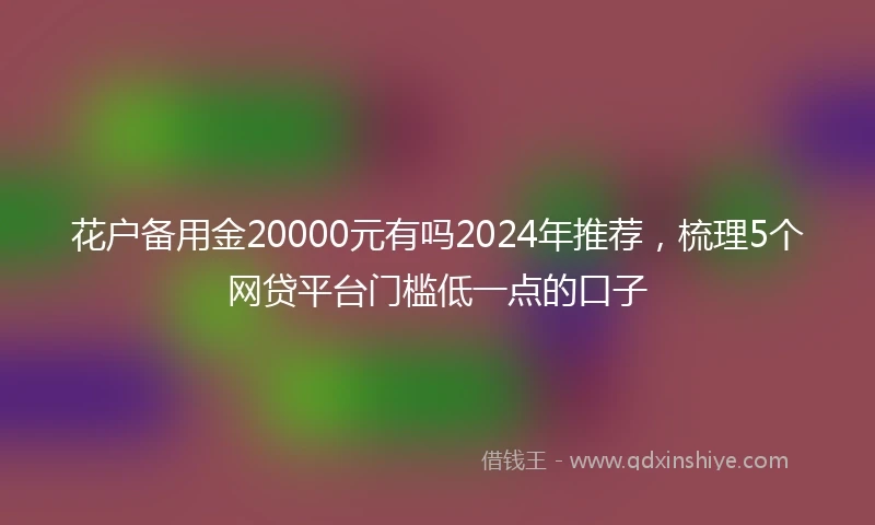 花户备用金20000元有吗2024年推荐，梳理5个网贷平台门槛低一点的口子