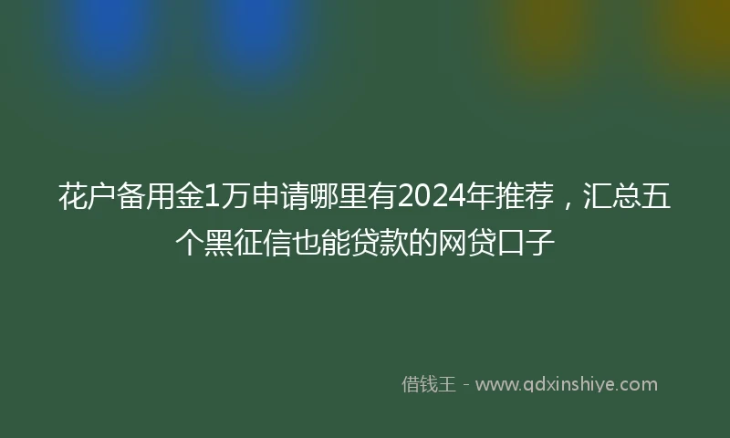 花户备用金1万申请哪里有2024年推荐，汇总五个黑征信也能贷款的网贷口子