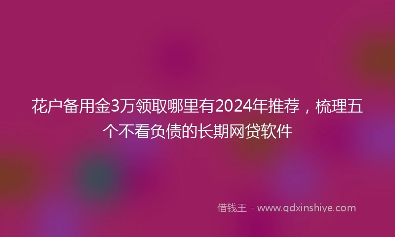 花户备用金3万领取哪里有2024年推荐，梳理五个不看负债的长期网贷软件