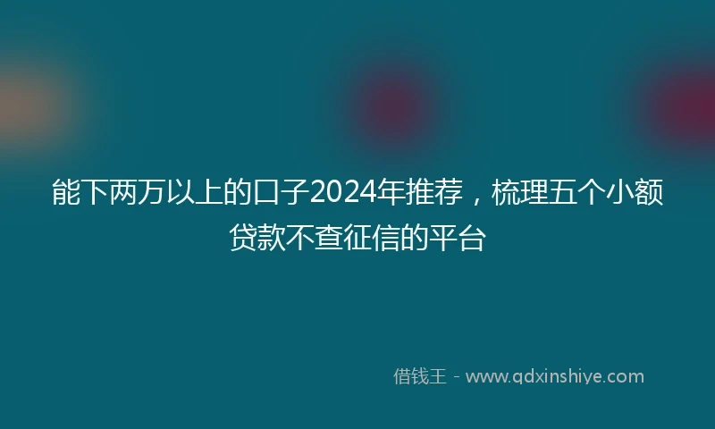 能下两万以上的口子2024年推荐，梳理五个小额贷款不查征信的平台