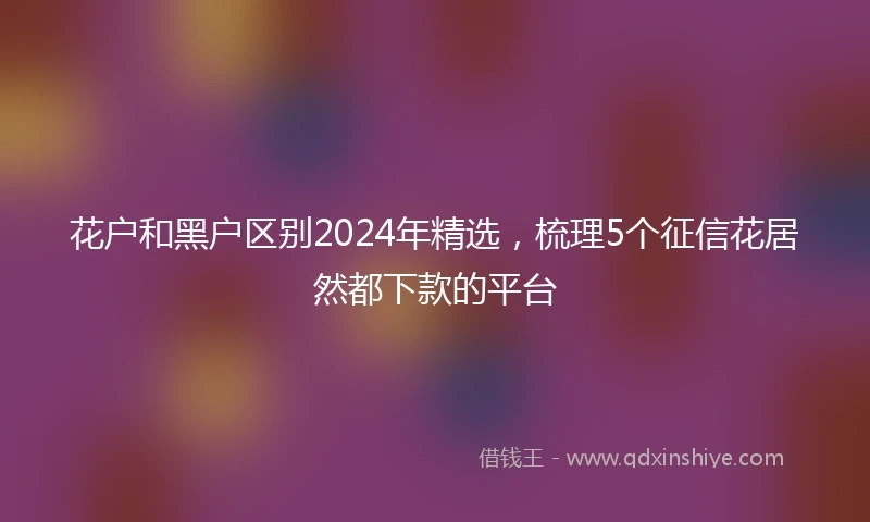 花户和黑户区别2024年精选，梳理5个征信花居然都下款的平台