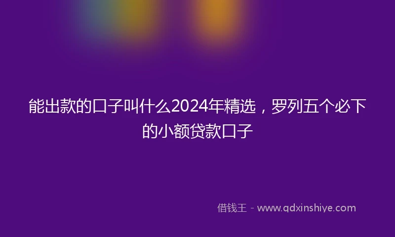 能出款的口子叫什么2024年精选，罗列五个必下的小额贷款口子