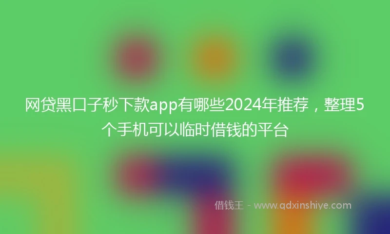 网贷黑口子秒下款app有哪些2024年推荐，整理5个手机可以临时借钱的平台