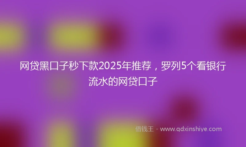 网贷黑口子秒下款2025年推荐，罗列5个看银行流水的网贷口子