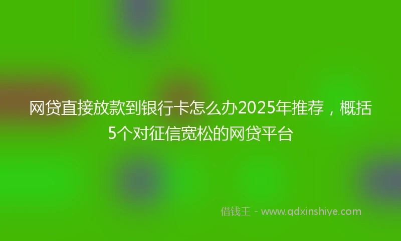 网贷直接放款到银行卡怎么办2025年推荐，概括5个对征信宽松的网贷平台