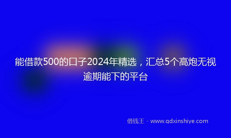 能借款500的口子2024年精选，汇总5个高炮无视逾期能下的平台
