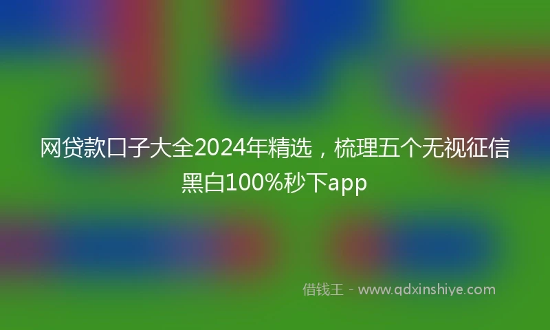 网贷款口子大全2024年精选，梳理五个无视征信黑白100%秒下app