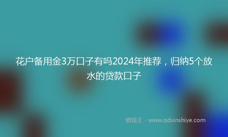 花户备用金3万口子有吗2024年推荐，归纳5个放水的贷款口子