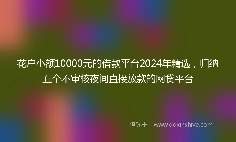 花户小额10000元的借款平台2024年精选，归纳五个不审核夜间直接放款的网贷平台
