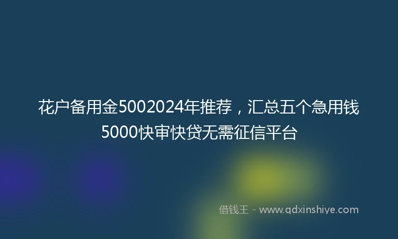 花户备用金5002024年推荐，汇总五个急用钱5000快审快贷无需征信平台