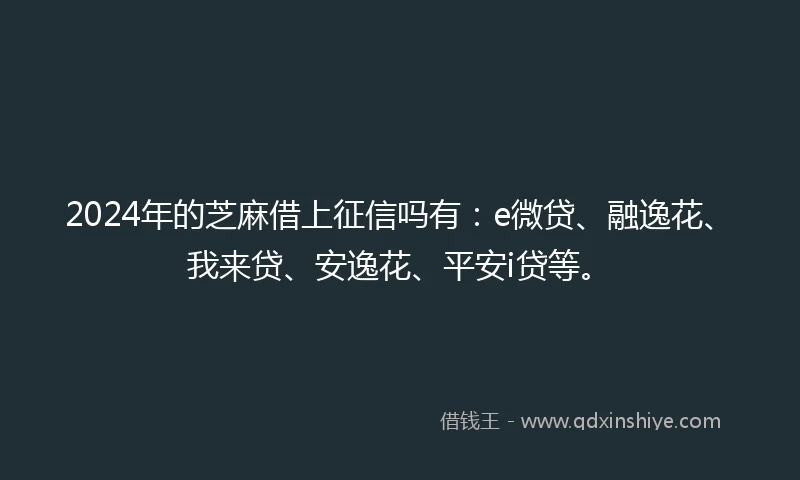 2024年的芝麻借上征信吗有：e微贷、融逸花、我来贷、安逸花、平安i贷等。