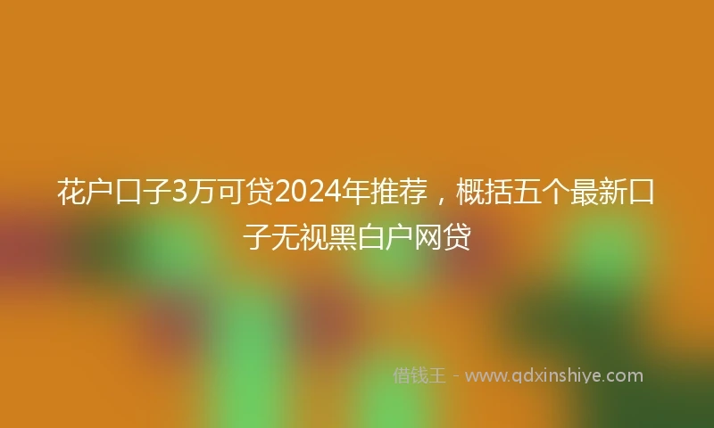 花户口子3万可贷2024年推荐，概括五个最新口子无视黑白户网贷