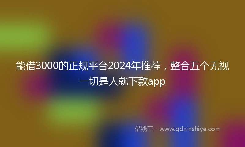 能借3000的正规平台2024年推荐，整合五个无视一切是人就下款app