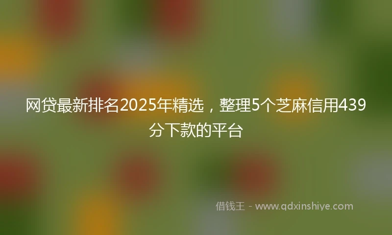网贷最新排名2025年精选，整理5个芝麻信用439分下款的平台