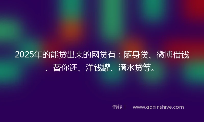 2025年的能贷出来的网贷有：随身贷、微博借钱、替你还、洋钱罐、滴水贷等。