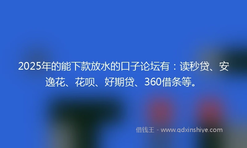 2025年的能下款放水的口子论坛有：读秒贷、安逸花、花呗、好期贷、360借条等。