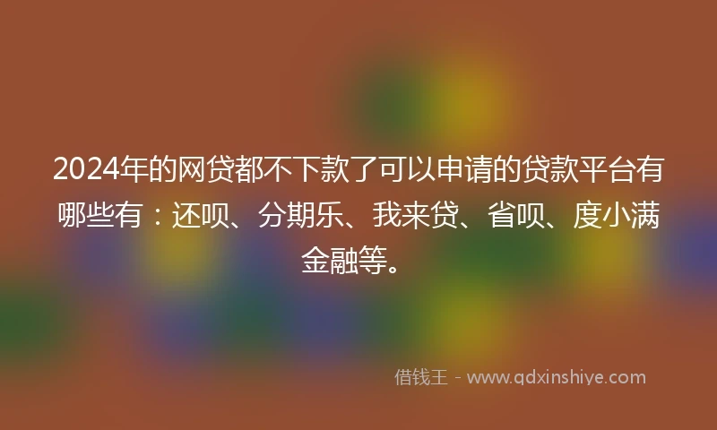 2024年的网贷都不下款了可以申请的贷款平台有哪些有：还呗、分期乐、我来贷、省呗、度小满金融等。