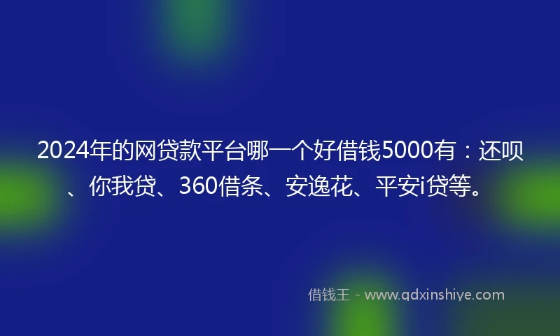 2024年的网贷款平台哪一个好借钱5000有：还呗、你我贷、360借条、安逸花、平安i贷等。