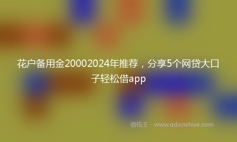 花户备用金20002024年推荐，分享5个网贷大口子轻松借app